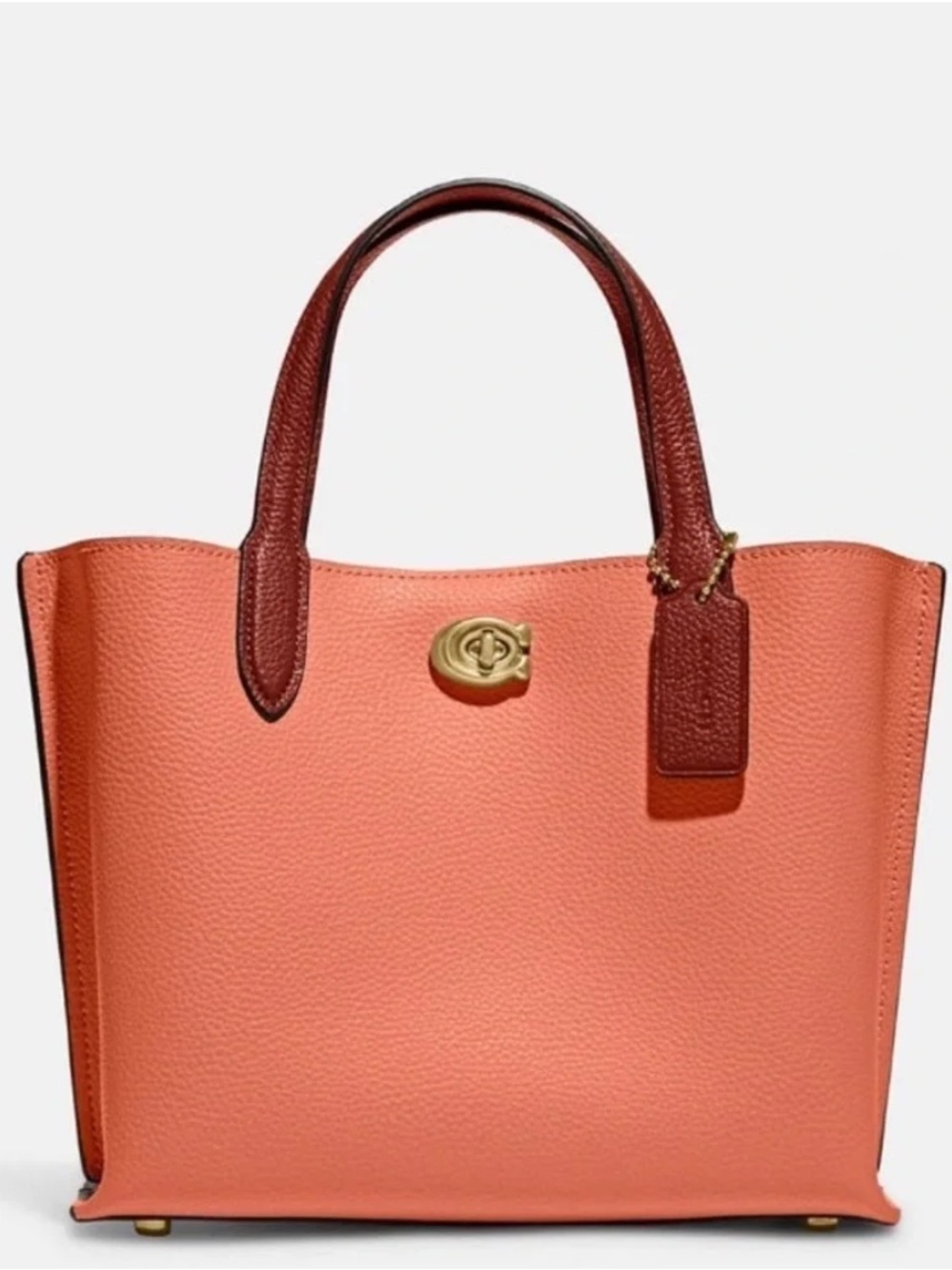 Coach Willow Tote 24 - Light Coral Multi Colorblock Leather
